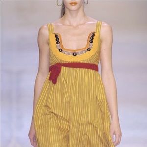 Miu Miu Stripe Pattern Stones Embellished Dress